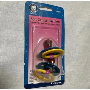 NEW VTG Gerber Soft Round Pacifiers VINTAGE 2000 Blue/Yellow Rare 2 Pk Y2K Baby
